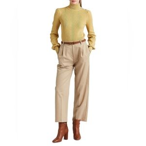 NWT Ralph Lauren Metallic Button-Trim Mockneck Sweater.